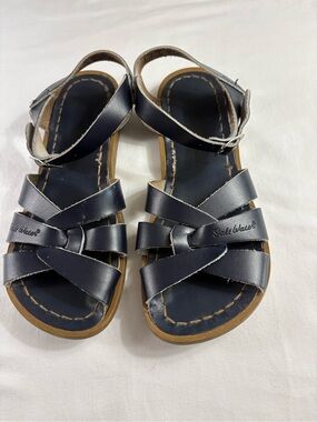 Salt Water Sandals The Original Kids Navy Blue Leather Flat Sandals Size 2
